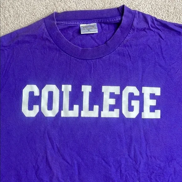 TCE “COLLEGE” Purple and White Short Sleeve Tee - Picture 3 of 7